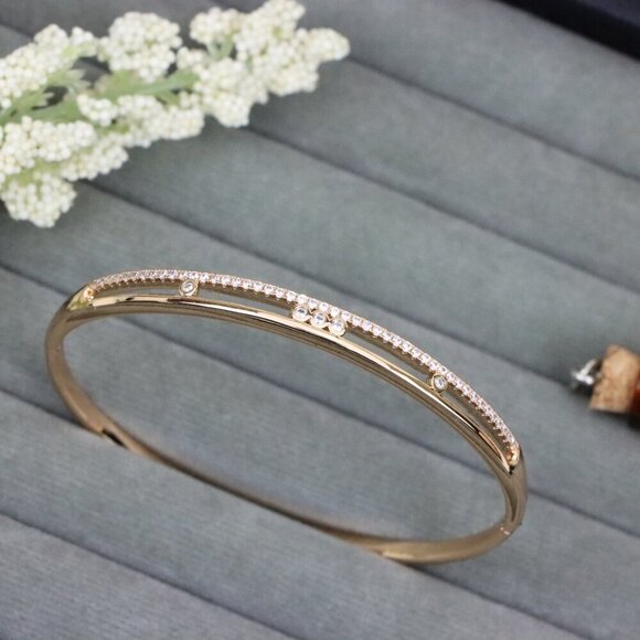 Elegant Rose Gold Plated Bangle with Crystal Detailing, XPBL0568 - Picture 11 of 12